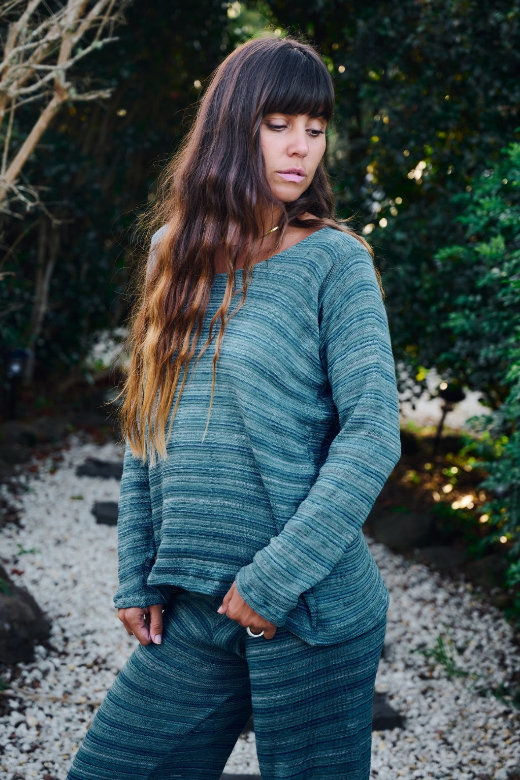 Signature Stripe Sweater ~ Teal