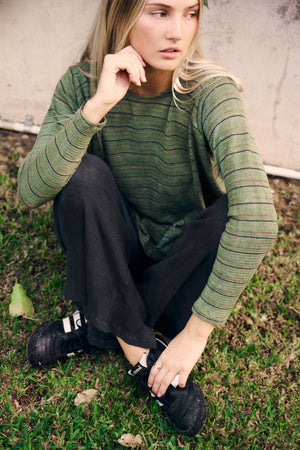 SIGNATURE STRIPE TOP - Olive