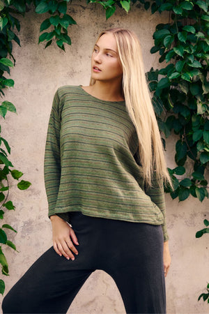 SIGNATURE STRIPE TOP - Olive