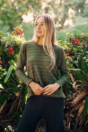 SIGNATURE STRIPE TOP - Olive