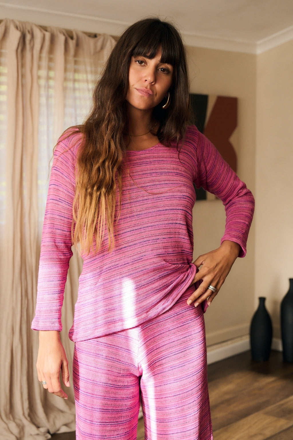 Signature Stripe Sweater ~ Soft Pink